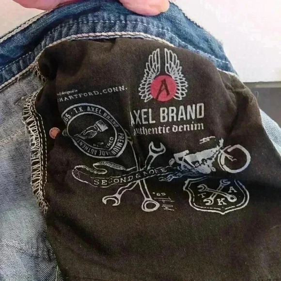 TK Axel Treadwell Relaxed Straight 6-Pocket Jeans Mens 36‎ x 30 Blue Distressed - Picture 9 of 11